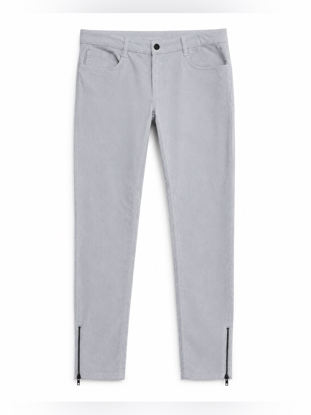 Sandro Paris Corduroy Pants FR 40 US 8 Gris Gray Zip Detail $285
